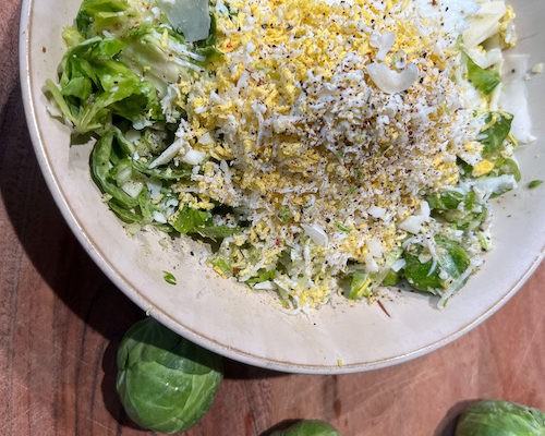 Raw Brussel Sprout and Egg Salad