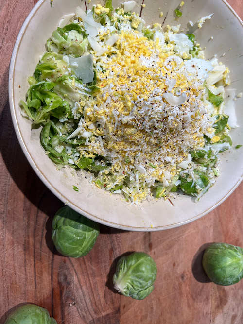 Raw Brussel Sprout and Egg Salad